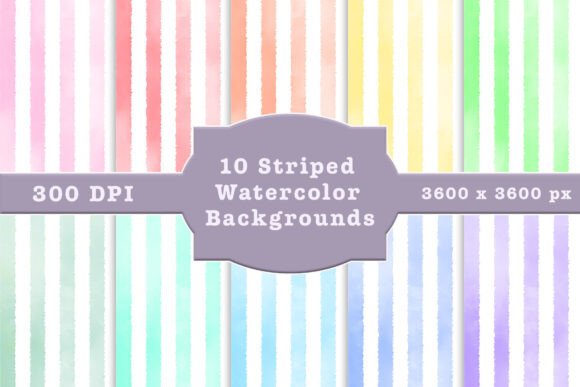 10 Striped Watercolor Digital Papers: A Versatile Design Asset