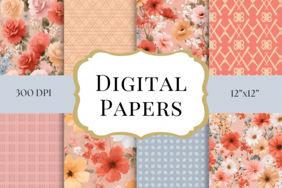Coral Peach Floral Digital Papers: A Designer's Spring Palette