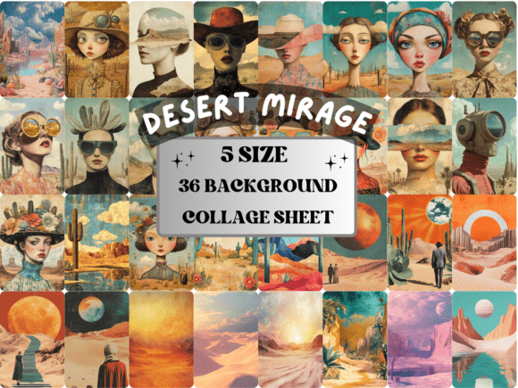 Desert Mirage Collage Journal Paper: A Creative Asset