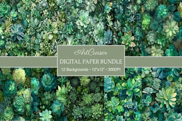 Emerald & Sage Succulents Digital Papers: A Designer's Green Toolkit