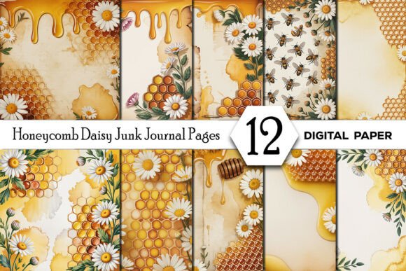 Honeycomb Daisy Junk Journal Pages: A Cottagecore Dream