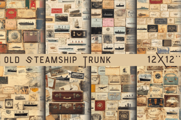 Old Steamship Trunk Stickers: Vintage Travel Luggage Ephemera