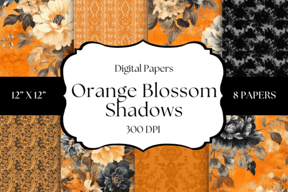 Orange Blossom Shadows: A Bold Digital Paper Collection