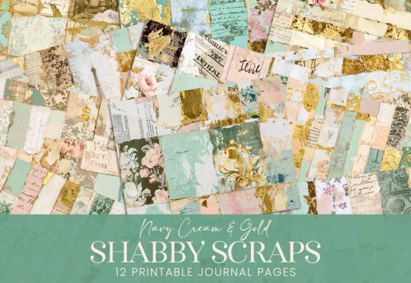 Shabby Journal Patterns: Mint Green & Pink Design Elements
