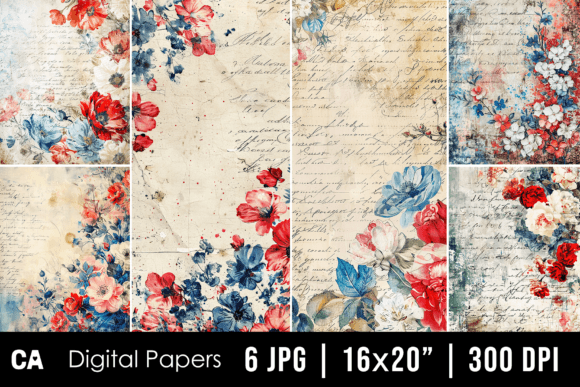 Timeless Charm: Using Vintage Patriotic Floral Journal Pages