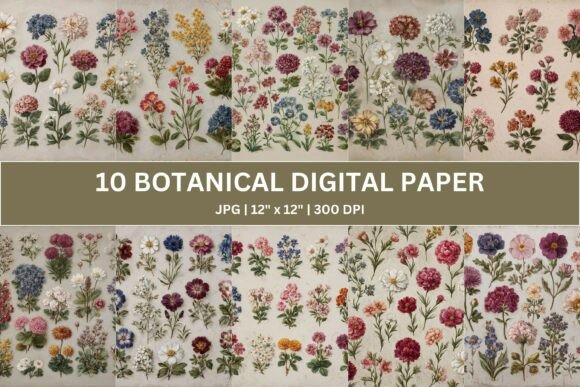 Timeless Elegance: The Vintage Botanical Flower Paper Pack