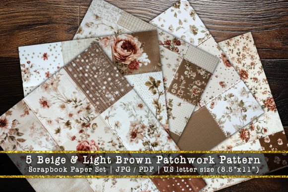 Warmth and Texture: Working with Beige & Light Brown Patchwork Scrapbooks